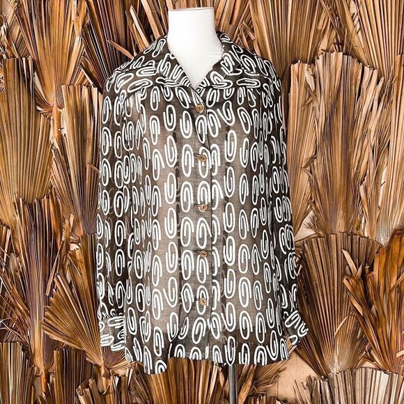 Vintage 70's Sheer Brown Button Up Shirt size Medium - Picture 1 of 5